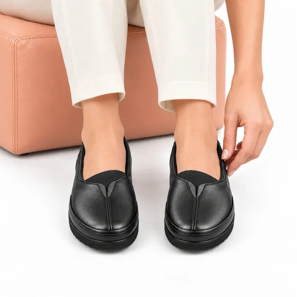 Mocassin Femme confort C01 Noir Cuir